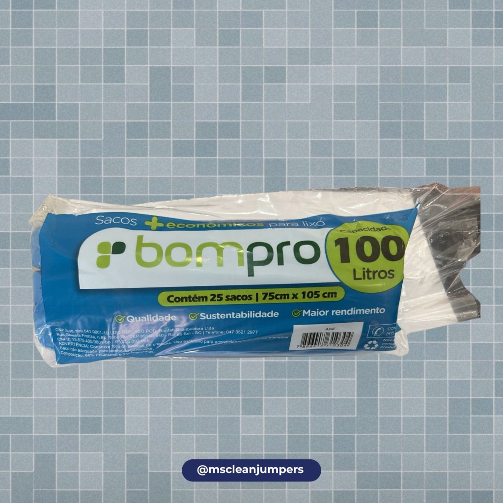 SACO LIXO BOMPRO ROLO 100L AZUL C/25