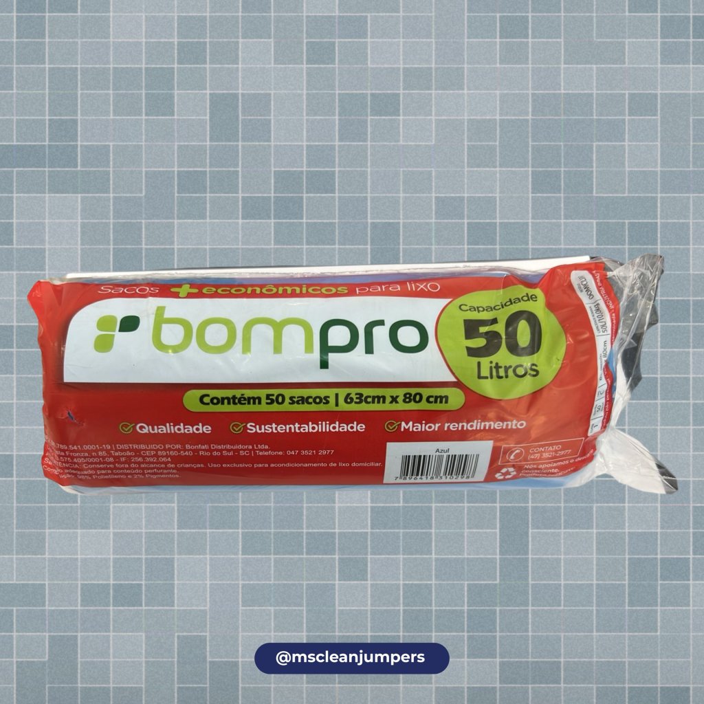 SACO LIXO BOMPRO ROLO 50L AZUL C/50