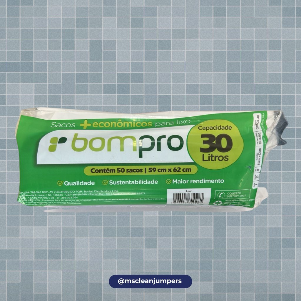 SACO LIXO BOMPRO ROLO 30L AZUL C/50