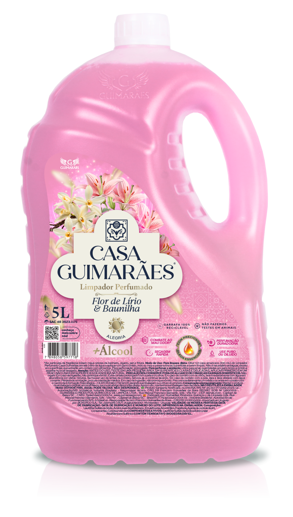LIMPADOR C/ALCOOL CASA GUIMARAES FLOR DE LIRIOS E BAUNILHA 5L