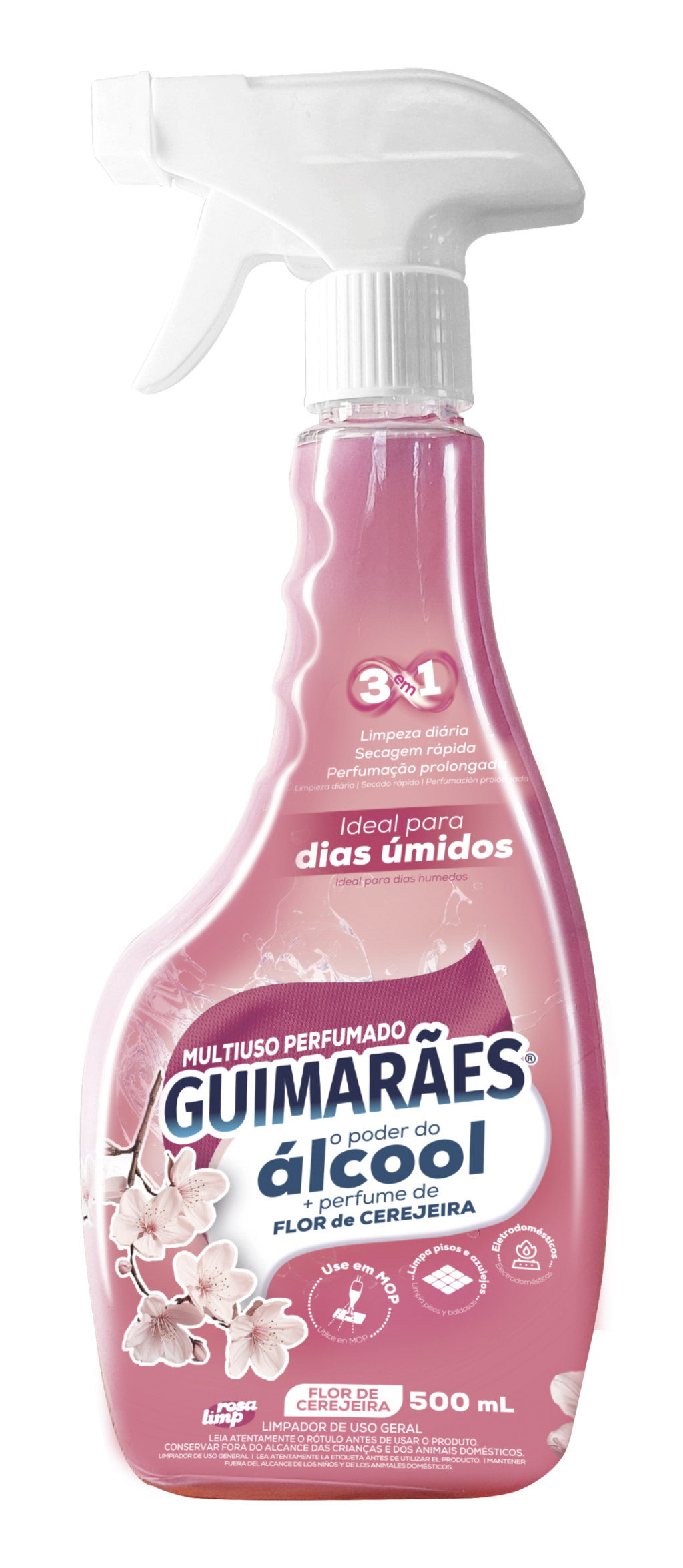 Multiuso Limpador Perfumado Guimarães Flor de cerejeira + poder do Álcool 500 ML 