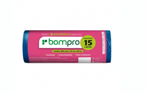 SACO LIXO BOMPRO ROLO 15L AZUL