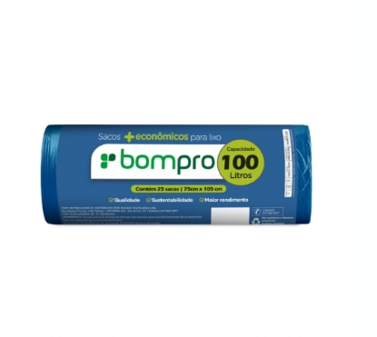 SACO LIXO BOMPRO ROLO 100L AZUL C/25