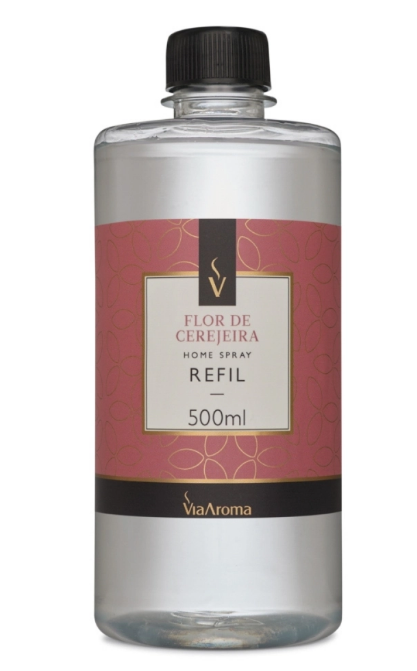 REFIL VIA AROMA 500ML HOME SPRAY CLASSICA FLOR DE CEREJEIRA