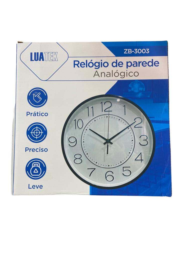 RELÓGIO DE PAREDE ANALÓGICO LUATEK ZB-3003