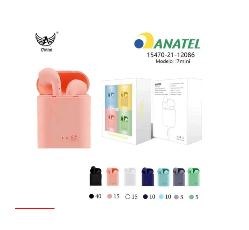 FONE DE OUVIDO BLUETOOTH I7 MINI COLORIDO ALTOMEX