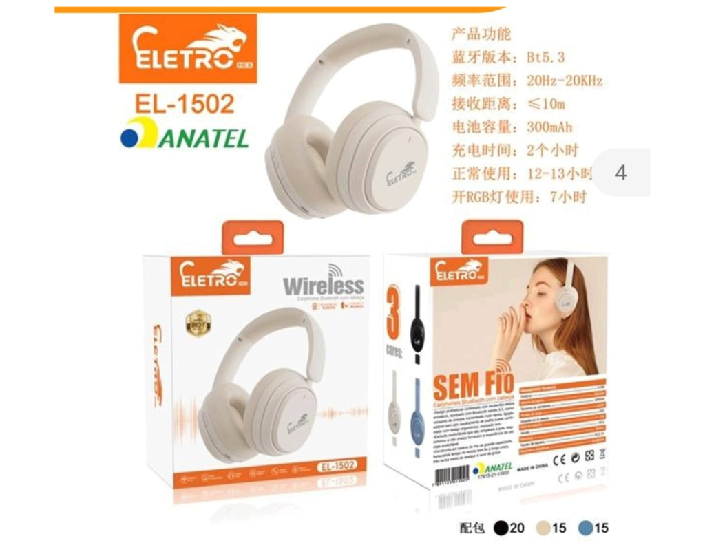 FONE DE OUVIDO BLUETOOTH HEADPHONE EL-1502