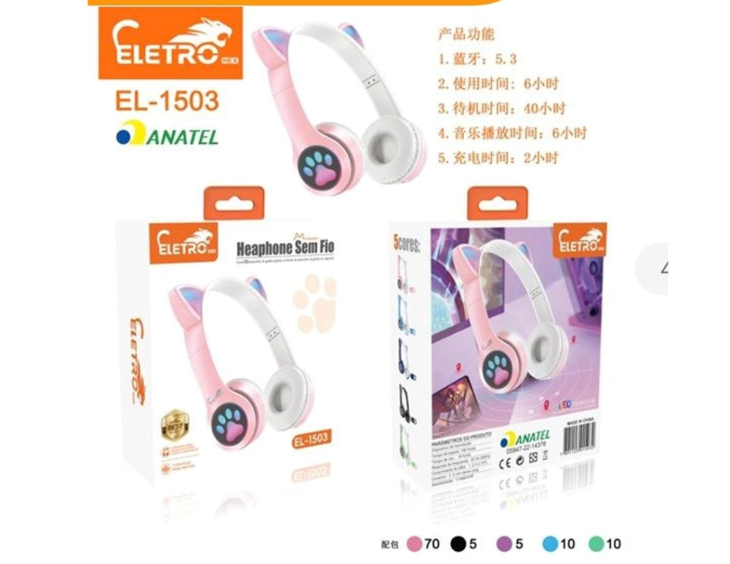 FONE DE OUVIDO BLUETOOTH HEADPHONE EL-1503