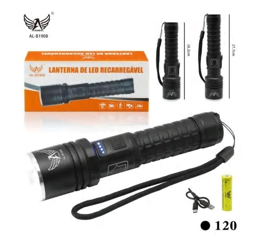 LANTERNA TÁTICA RECARREGÁVEL ALTOMEX 