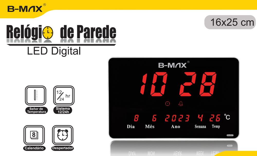 RELÓGIO DE PAREDE GRANDE LED DIGITAL  B-MAX