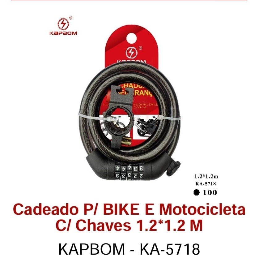 CADEADO P/BIKE E MOTOCICLETA KAPBOM 1.2M