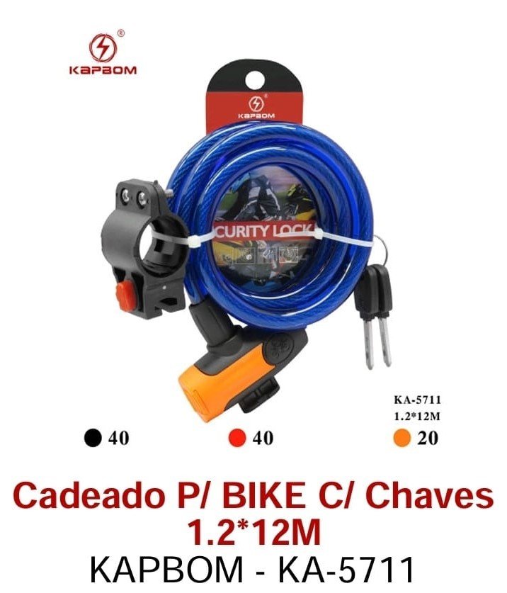 CADEADO KAPBOM P/BIKE COM CHAVE 