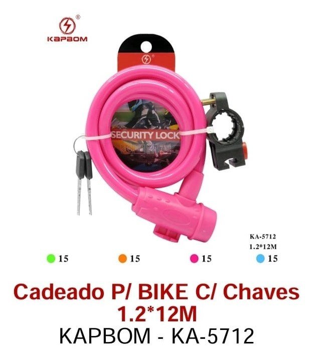 CADEADO COM CHAVE PARA BIKE KAPBOM