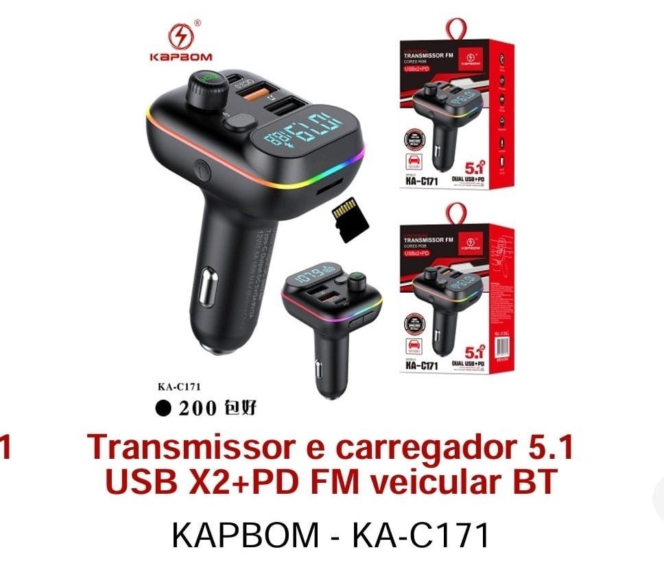 ADAPTADOR TRANSMISSOR BLUETOOTH PARA CARRO KAPBOM