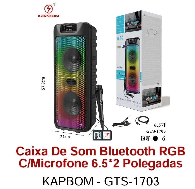 CAIXA BLUETOOTH KAPBOM RGB 6,5 