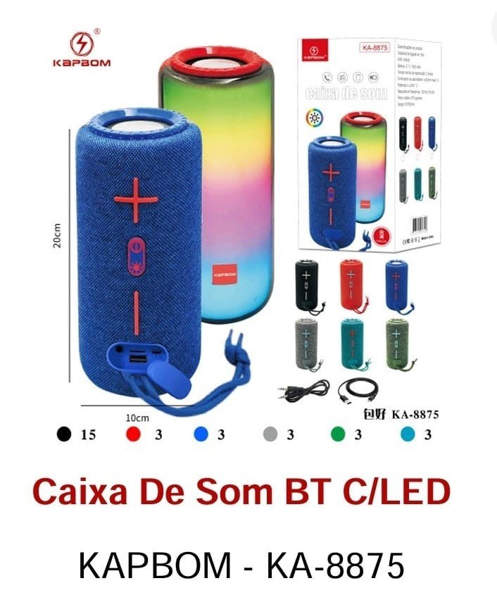 CAIXA BLUETOOTH LEDS KAPBOM 