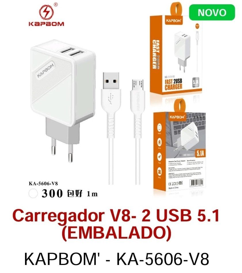 CARREGADOR V8 5.1A KAPBOM 