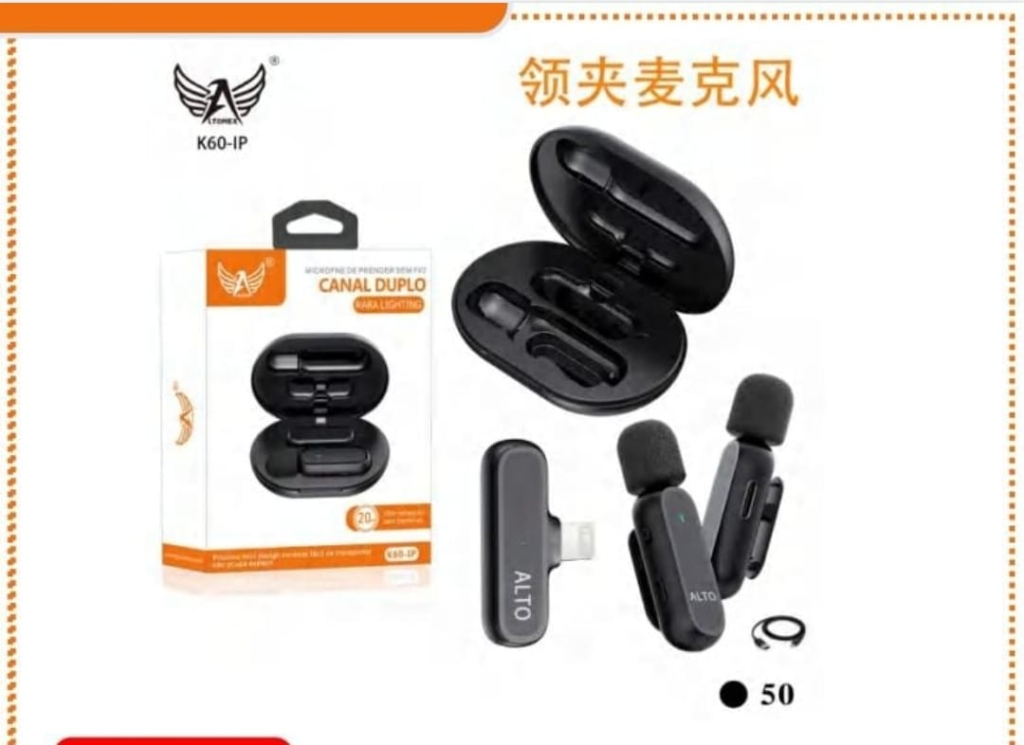 MICROFONE DE LAPELA CANAL DUPLO ALTOMEX 