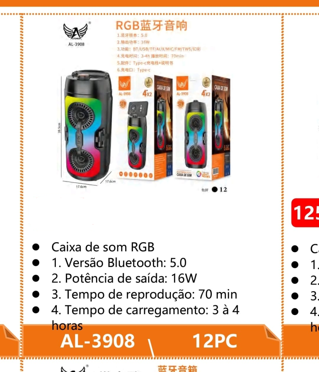 CAIXA DE SOM BLUETOOTH 16W ALTOMEX 