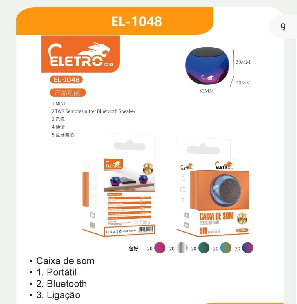 MINI CAIXA DE SOM BLUETOOTH ELETRO 