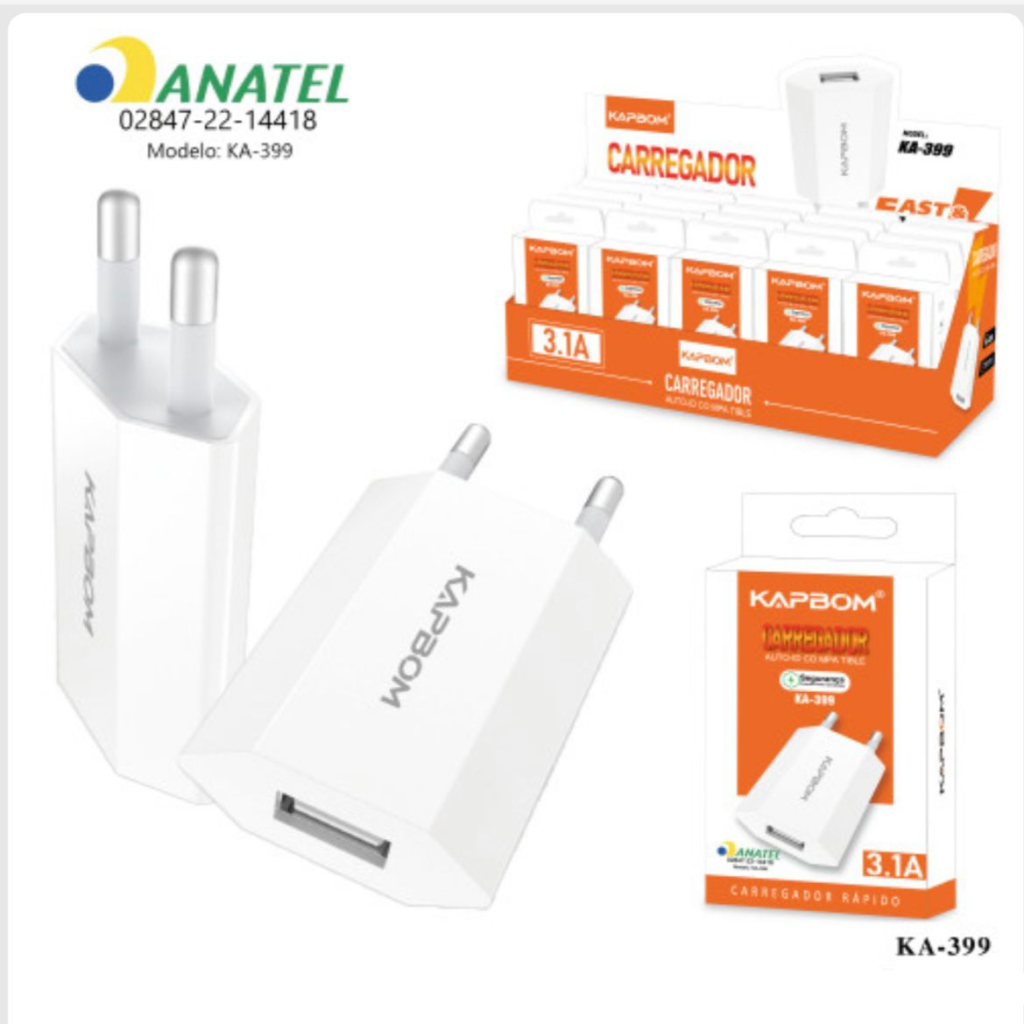 FONTE CARREGADOR 1USB 3.1A  KAPBOM