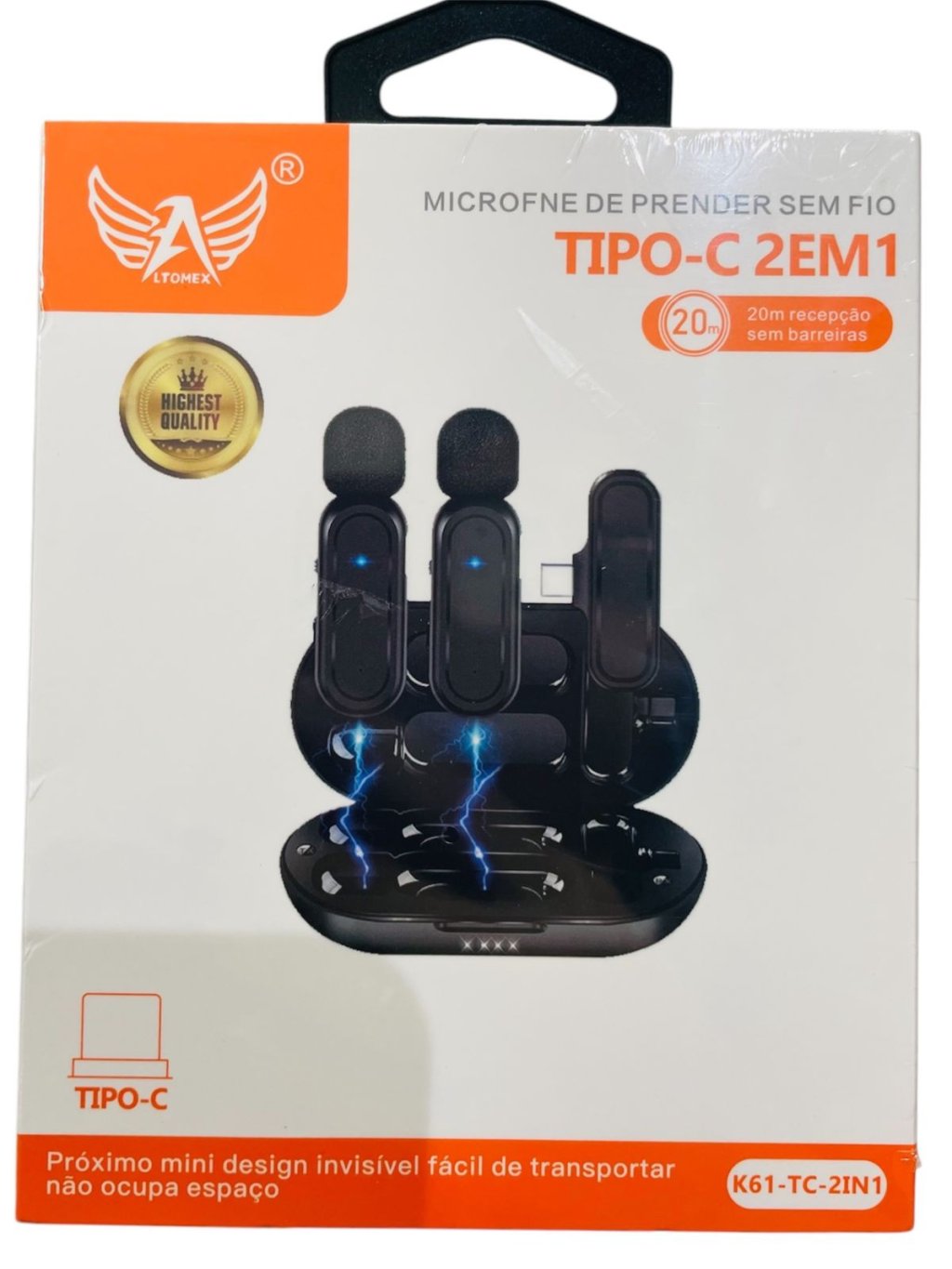 MICROFONE DE LAPELA 2EM1 TIPO C 