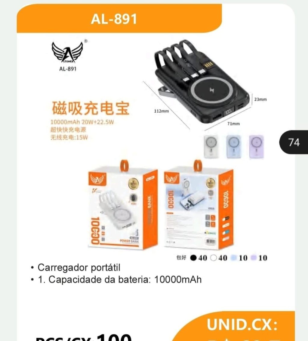 CARREGADOR PORTÁTIL ALTOMEX 10000mAh 