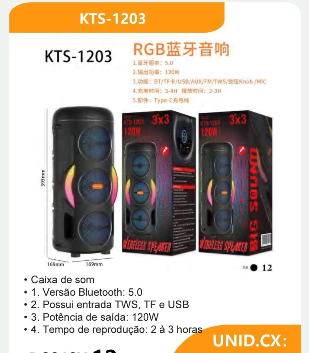 CAIXA DE SOM RGB KTS