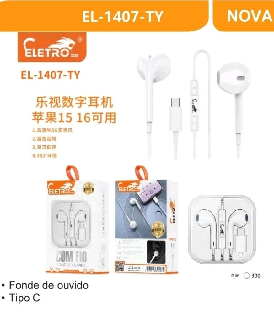 FONE DE OUVIDO CONVENCIONAL TIPO C ELETRO