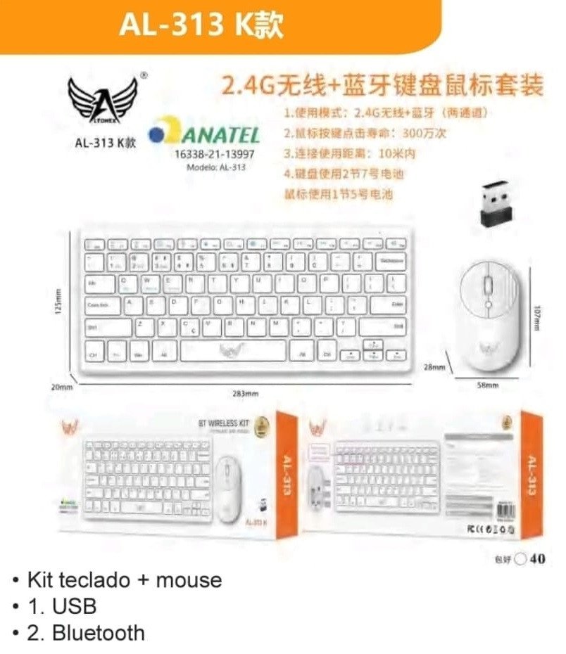 KIT TECLADO + MOUSE BLUETOOTH ALTOMEX