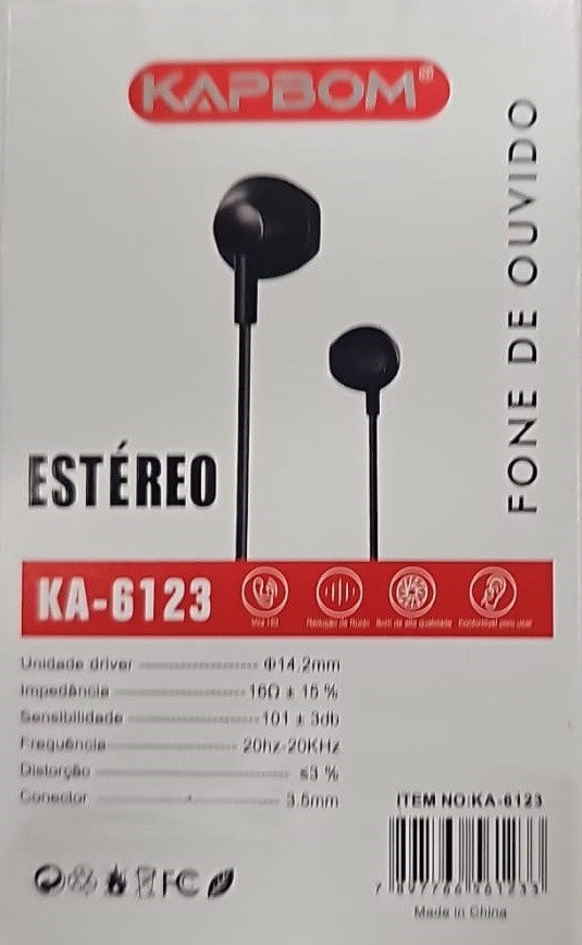 FONE DE OUVIDO ESTÉREO KAPBOM