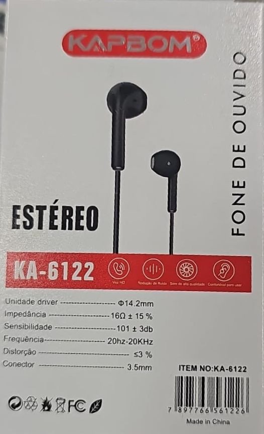 FONE DE OUVIDO ESTÉREO KAPBOM