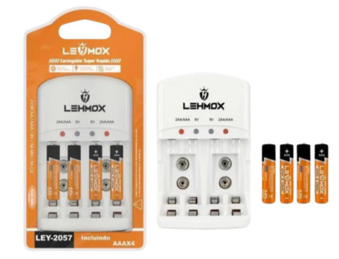 CARREGADOR DE PILHAS COM PILHAS LEHMOX