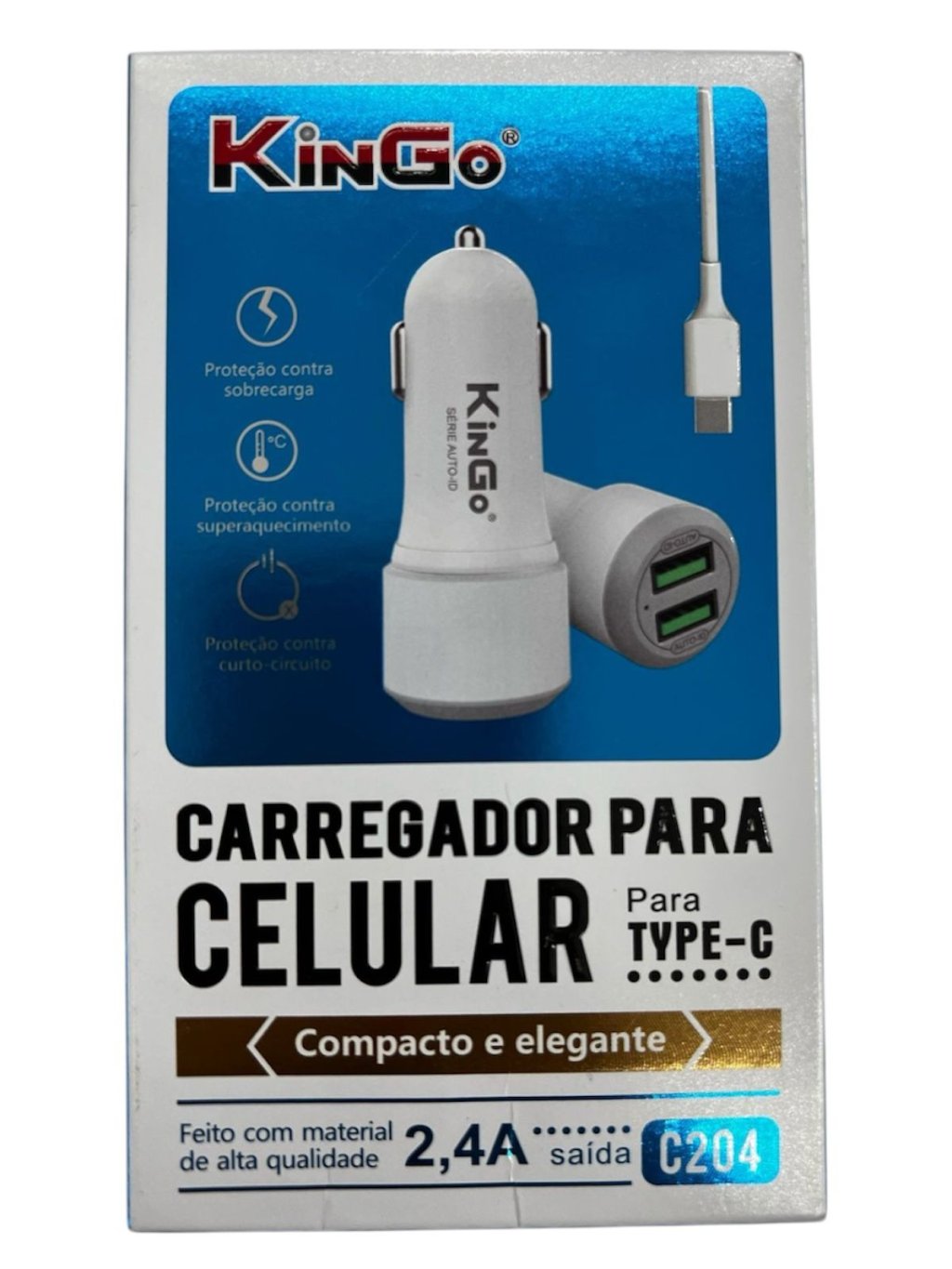 CARREGADOR VEICULAR TIPO C  KINGO
