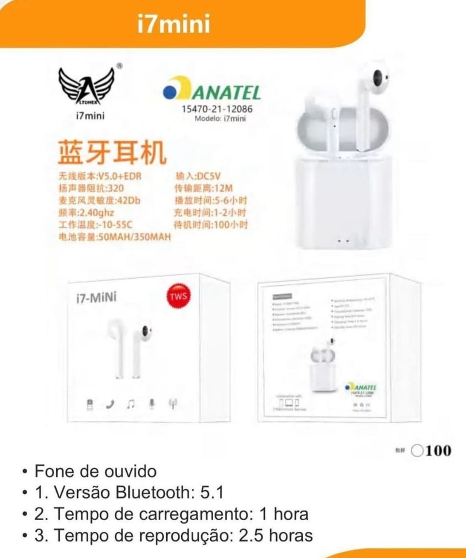 FONE BLUETOOTH I7 MINI ALTOMEX