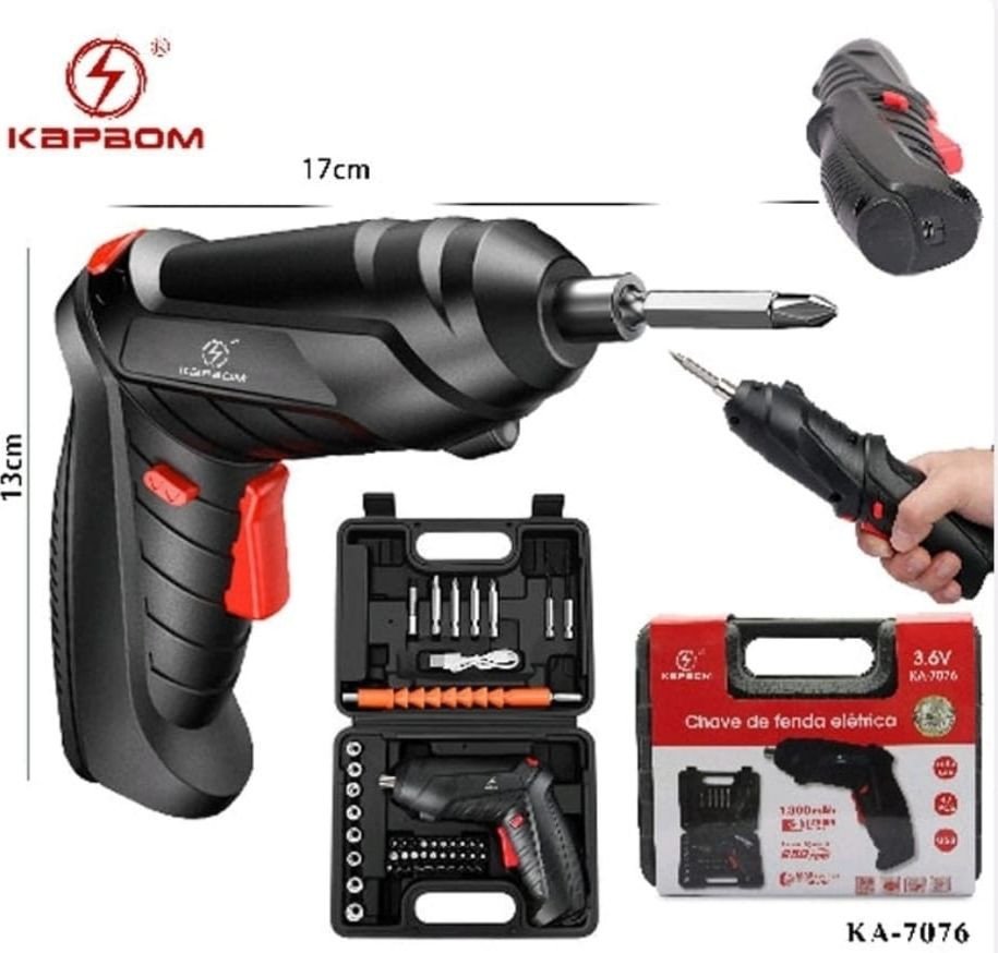 CHAVE DE FENDA ELÉTRICA 3.6V 47 PEÇAS