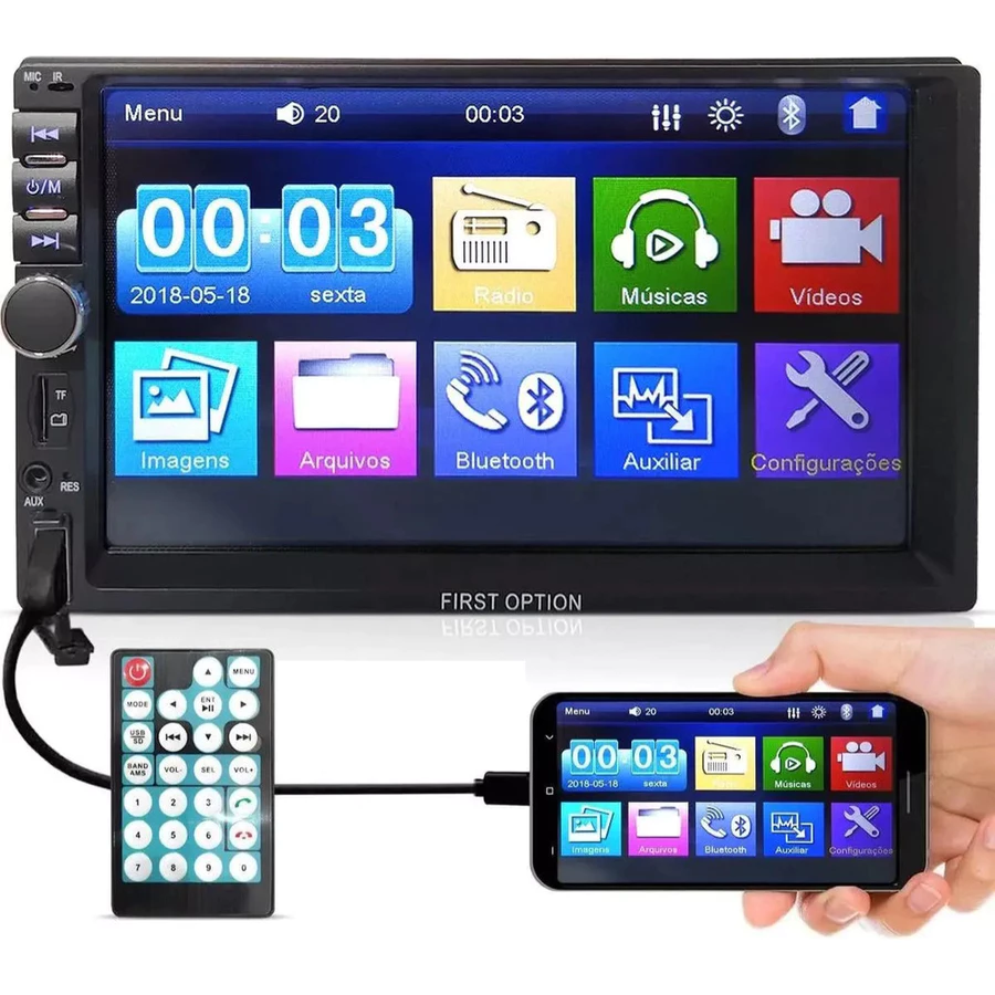 MULTIMÍDIA AUTOMOTIVA TOUCH BT ESPELHA GPS USB LEHMOX