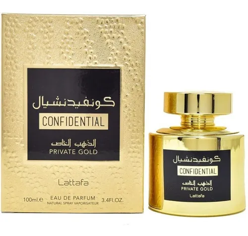 PERFUME IMPORTADO EAU DE PARFUM ÁRABE LATTAFA CONFIDENTIAL PRIVATE GOLD - UNISSEX