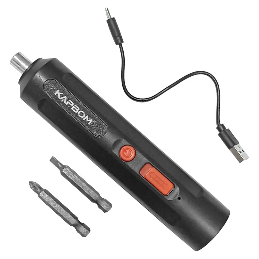 CHAVE DE FENDA ELÉTRICA PORTÁTIL RECARREGÁVEL COM 2 BITS KAPBOM