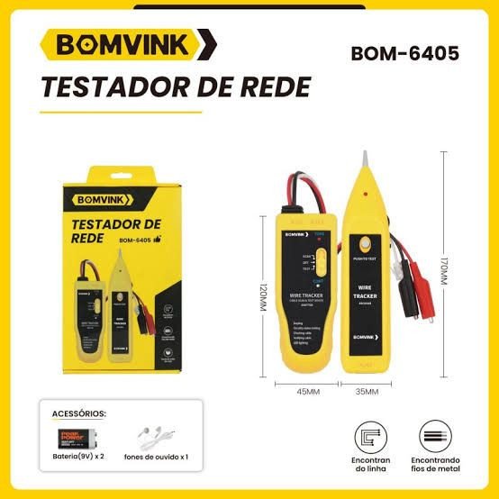TESTADOR DE REDE COM DUAS BATERIAS DE 9V BOMVINK