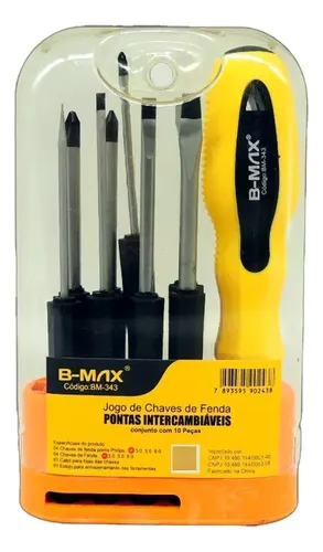 JOGO DE CHAVES DE FENDA PONTAS INTERCAMBIÁVEIS B-MAX