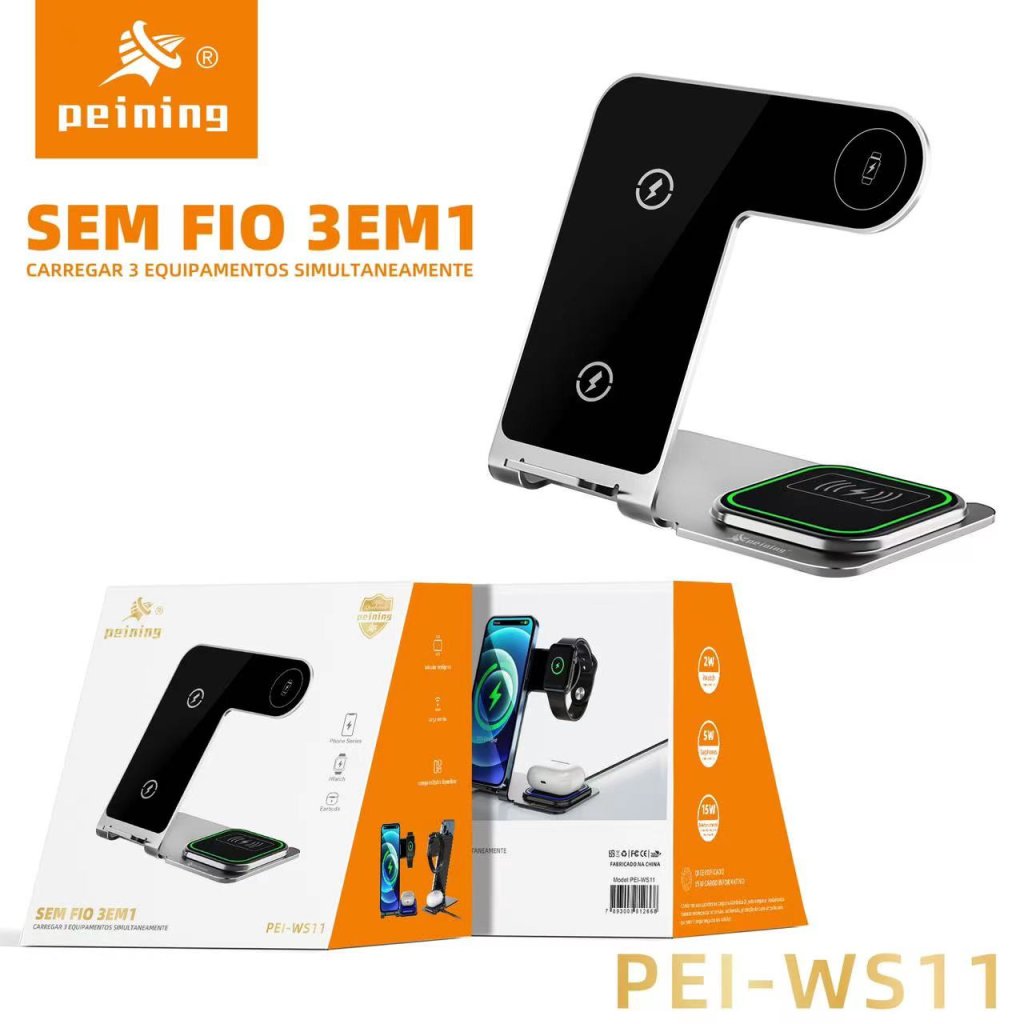 CARREGADOR POR INDUÇÃO 3 EM 1 SLIM PEINING