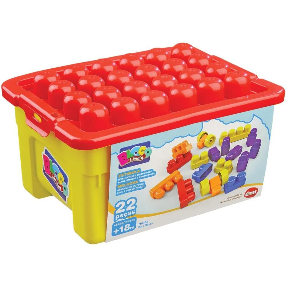 BRINQUEDO PARA MONTAR BOX BLOCK 22 PEÇAS - DISMAT