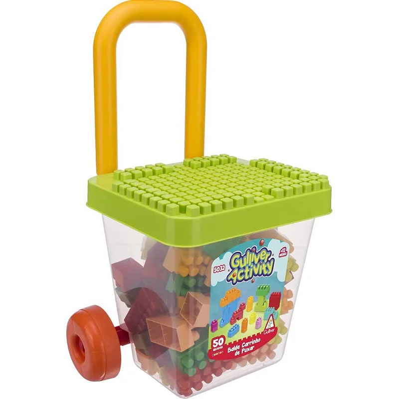 BRINQUEDO PARA MONTAR BALDE CARRINHO DE PUXAR 50 PEÇAS - GULLIVER