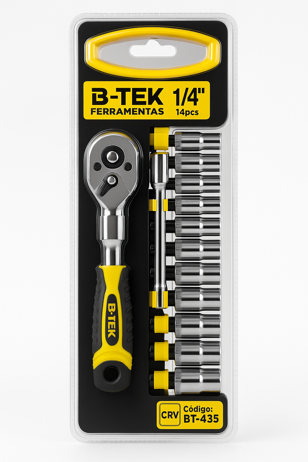 KIT JOGO DE SOQUETE COM 14 PEÇAS B-TEK 