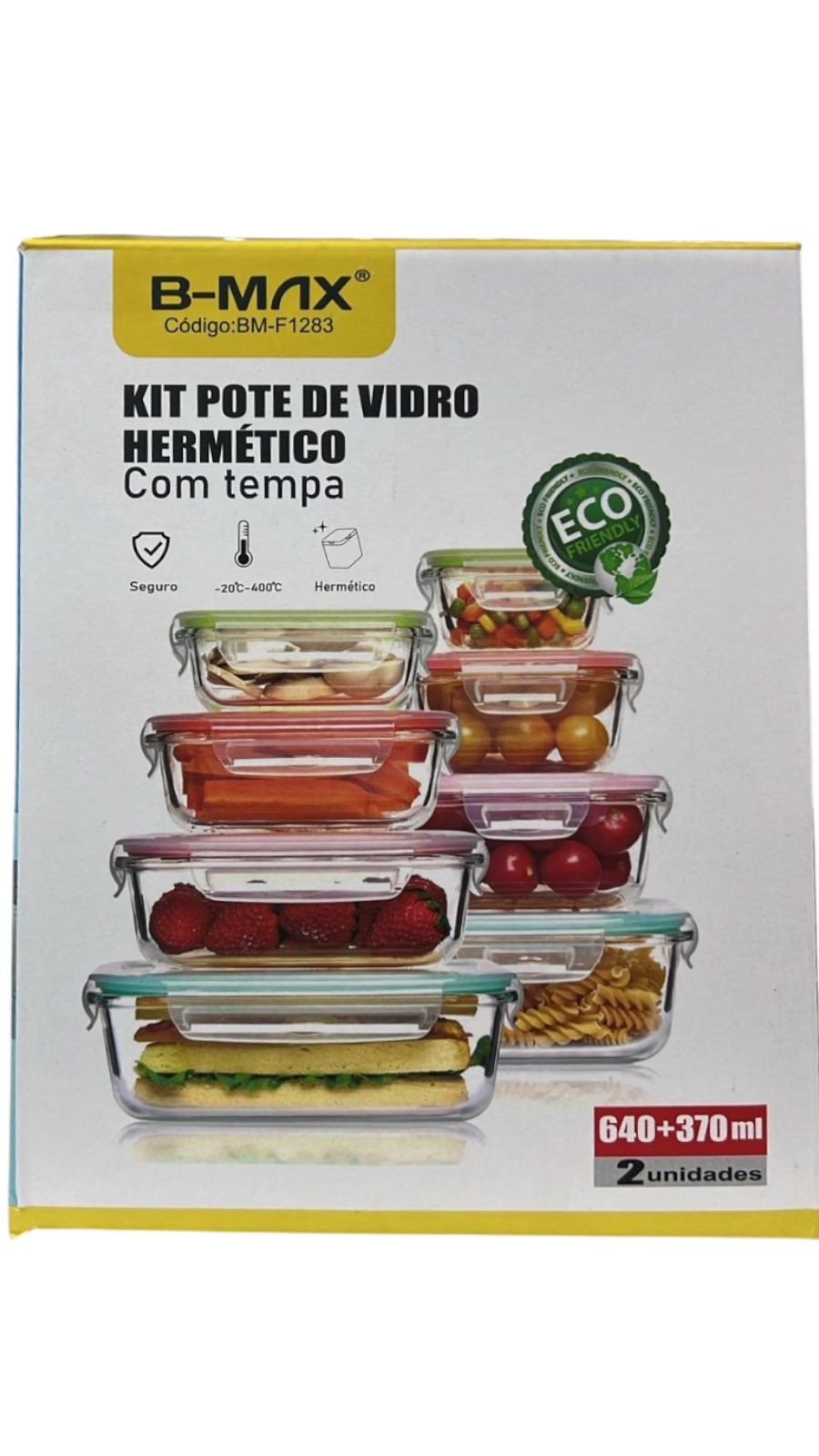 KIT 2 POTES HERMÉTICOS COM TAMPA B-MAX