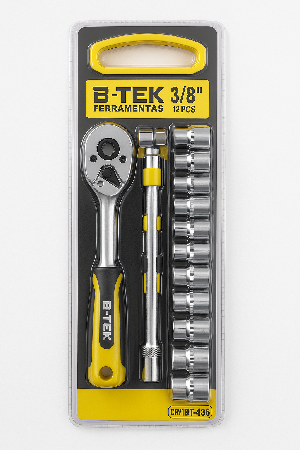 KIT JOGO DE SOQUETE COM 12 PEÇAS B-TEK 