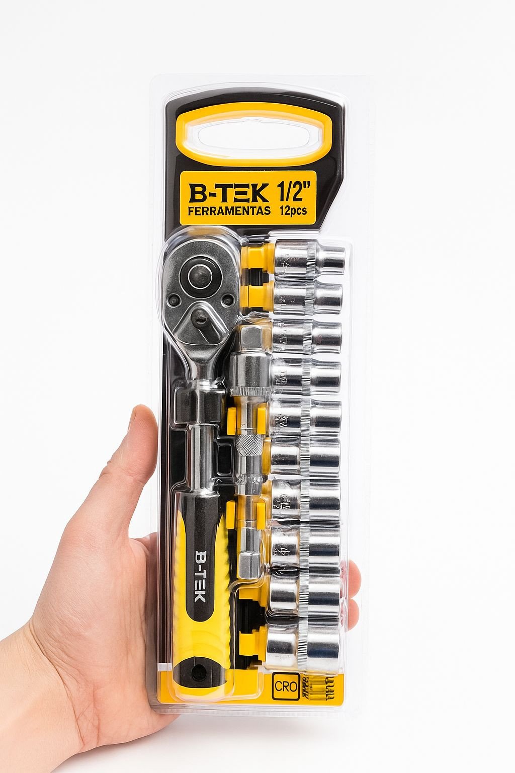 KIT JOGO DE SOQUETE COM 12 PEÇAS B-TEK
