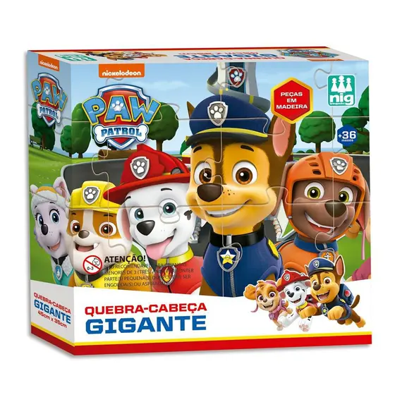 QUEBRA-CABEÇA MADEIRA PATRULHA CANINA GIGANTE 16 PEÇAS - NIG BRINQUEDOS 
