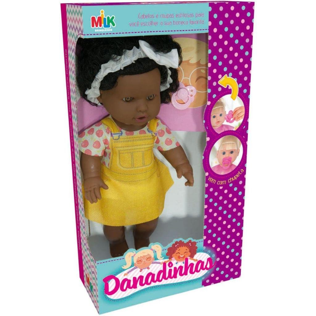 BONECA DANADINHA NEGRA 33CM - MILK